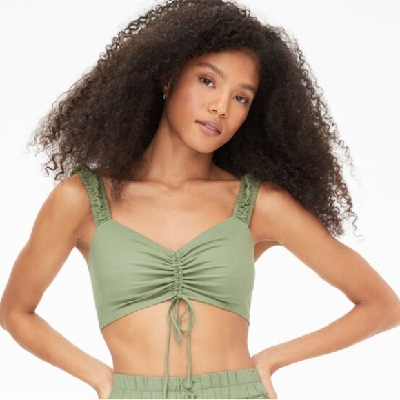 NWT Aeropostale Cinched V-Neck Cropped Tank Top Green Size Small - Picture 5 of 7